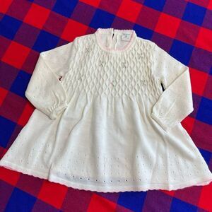 Toddle Time JcPenny VTG White Creme Embroidered Floral Girls Dress Sz 3T